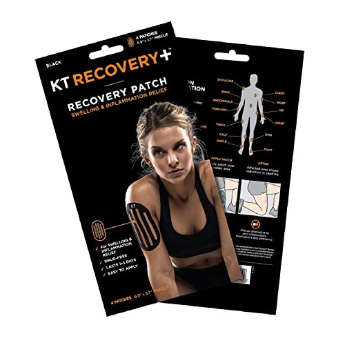 KT Tape Recovery Plus Parche Edmea de algodón, Piel, Negro
