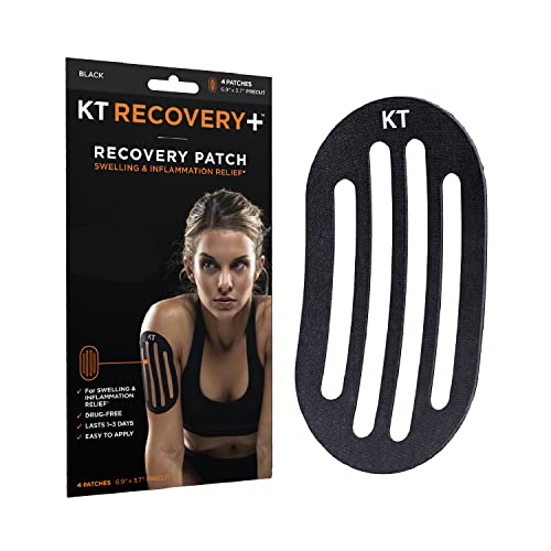 KT Tape Recovery Plus Parche Edmea de algodón, Piel, Negro