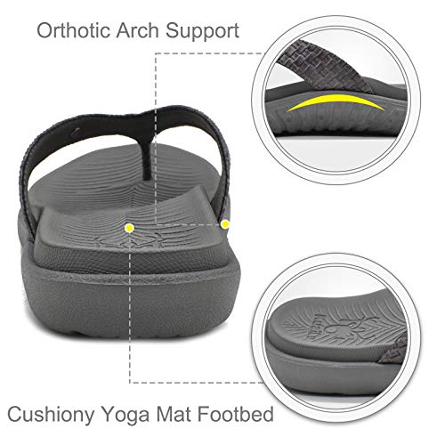 KuaiLu Gris Chanclas Mujer Verano Playa Sandalias de piscina Apoyo de Arco Ortopedicas Chanclas Zapatos Cómodos para Caminar Antideslizante Talla 42EU