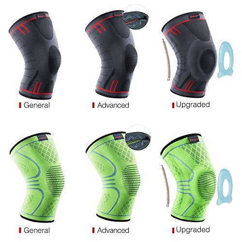 Kuangmi Rodillera de compresión 3 versiones para prevenir lesiones deportivas, 2 unidades (L, Upgraded Blue)