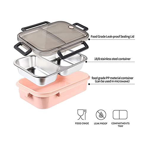 KUNKUN TAIMA Eco Amistoso A Prueba De Fugas Bento Almuerzo Extraíble Acero Inoxidable Bento Blonc Stock 2-Compartimiento Control De La Porción Contenedor De Alimentos (Color : Blue Box)