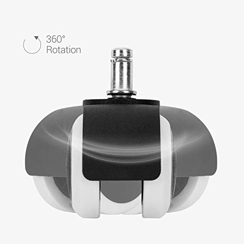 kwmobile Navaris Ruedas para Silla de Oficina de 10MM - Set de 5 Ruedas de 50MM de diámetro - Ruedas de Repuesto giratorias de plástico Duro - Blanco