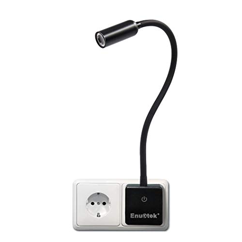 Lampara de Lectura Noche Pared Foco de LED Flexible Regulable Touch con Enchufe y Interruptor 3W 280Lm Luz Neutra 4000K con Cuello de Cisne Flexible Sin Funcion de Control Remoto Lot de 1 de Enuotek