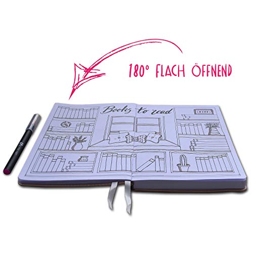 Lani Art Dotted Bullet Journal - Cuaderno de notas A5, tapa dura, papel premium de 120 g/m², cuaderno de notas de piel sintética, diseño de lunares, color rojo