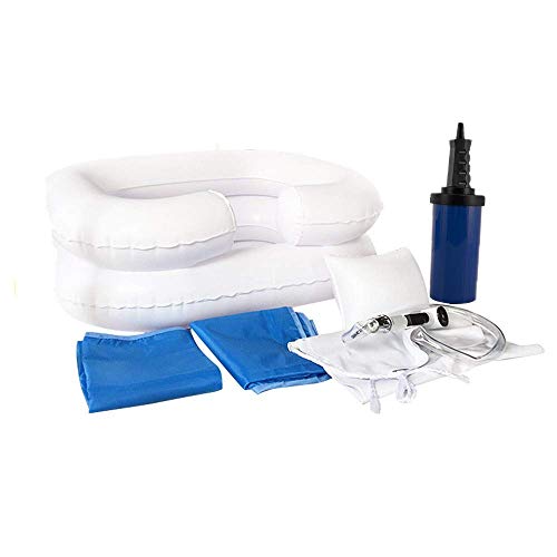 Lavabo inflable de lavado de cabello en la cama - Lavabo de champú portátil Baño de cama Ayuda auxiliar asistida para discapacitados, ancianos, pacientes encamados, embarazadas (kit de 6)