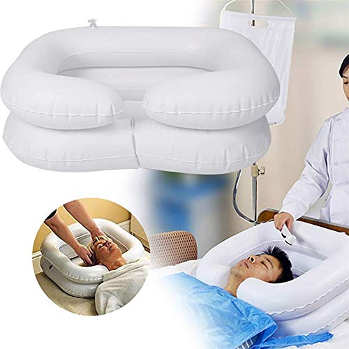 Lavabo inflable de lavado de cabello en la cama - Lavabo de champú portátil Baño de cama Ayuda auxiliar asistida para discapacitados, ancianos, pacientes encamados, embarazadas (kit de 6)