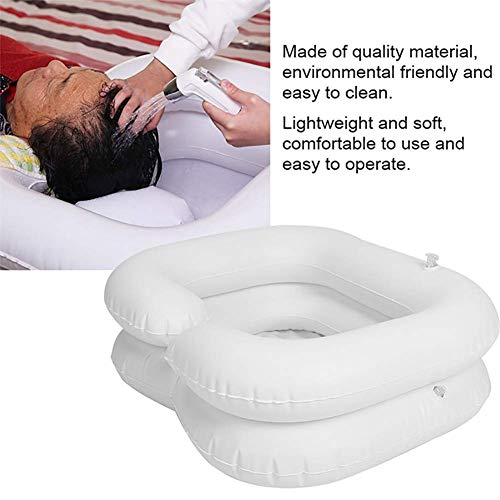Lavabo inflable de lavado de cabello en la cama - Lavabo de champú portátil Baño de cama Ayuda auxiliar asistida para discapacitados, ancianos, pacientes encamados, embarazadas (kit de 6)