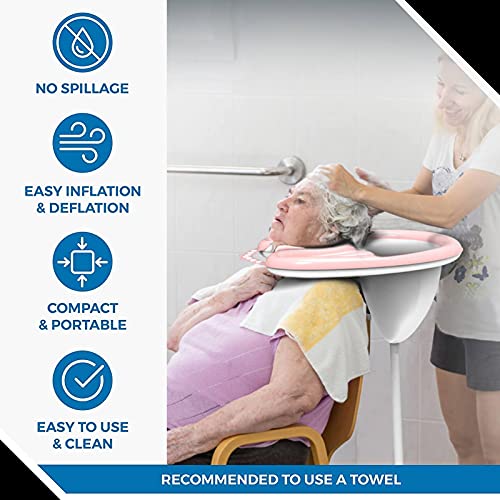 Lavacabezas hinchable para silla de ruedas en la cama en casa, lavapelos portátil, champú, lavamanos inversos para discapacitados, ancianos, mujeres embarazadas