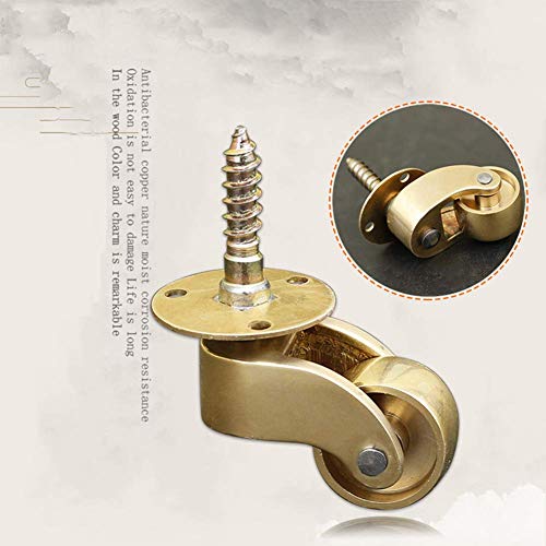 LBBZJM Castor Ruedas giratorias Trolley Muebles de ruedecillas Stem Ruedas Ruedas, Mini latón Muebles/Sofá/Mesa/Silla/Conservación de dirección de la Rueda de ricino (Metal Rueda giratoria - Sin Fren