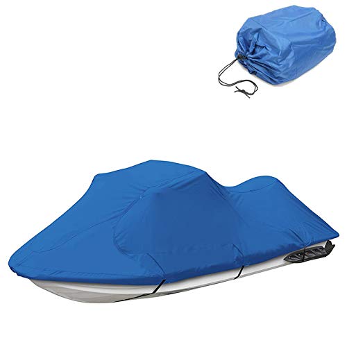 LDIW Jet Ski Cover Adapta Yate Motora PWC, Sea Doo, Pesca Esquí Barco, Se Adapta a Motos de Agua 136'' a 145'' Impermeable UV Protección Exterior Resistente Cubierta Barco,Azul