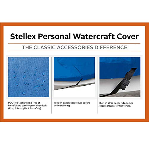 LDIW Jet Ski Cover Adapta Yate Motora PWC, Sea Doo, Pesca Esquí Barco, Se Adapta a Motos de Agua 136'' a 145'' Impermeable UV Protección Exterior Resistente Cubierta Barco,Azul