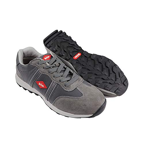 Lee Cooper Workwear LCSHOE112 para hombre ligero Atlética del dedo del pie de acero del estilo Compuesto media suela de Seguridad en el Trabajo Trainer zapato S1P / SRA, gris, Reino Unido 11/45 UE