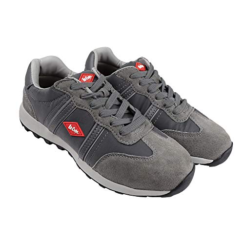 Lee Cooper Workwear LCSHOE112 para hombre ligero Atlética del dedo del pie de acero del estilo Compuesto media suela de Seguridad en el Trabajo Trainer zapato S1P / SRA, gris, Reino Unido 11/45 UE