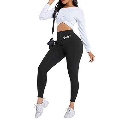 Leggings deportivos para mujer, cintura alta, planos, 2 en 1, corsé integrado, pantalones de yoga, fitness para correr, adelgazamiento, compresión posparto, anticelulitis, push up muslos (38)