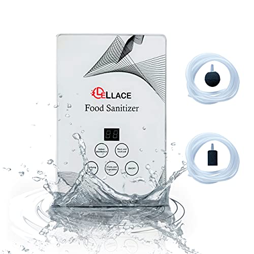 LELLACE Generador de Ozono Doméstico con Temporizador Digital, para Desinfectar Alimentos, Purificar el Aire, Ozonizar y Esterilizar. Máquina de Ozono con 2 Tubos de Silicona y 2 Piedras Difusoras.