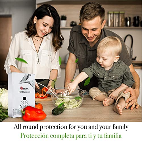 LELLACE Generador de Ozono Doméstico con Temporizador Digital, para Desinfectar Alimentos, Purificar el Aire, Ozonizar y Esterilizar. Máquina de Ozono con 2 Tubos de Silicona y 2 Piedras Difusoras.