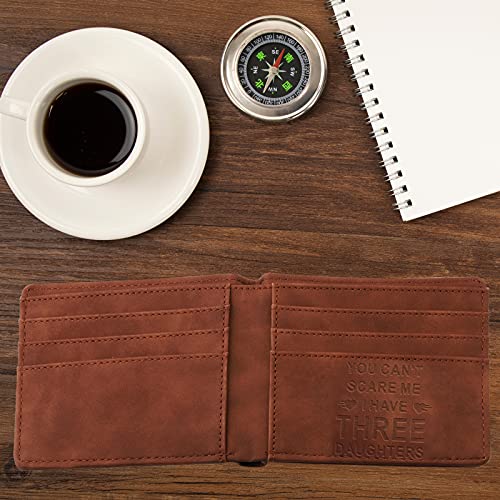 LEVLO Cartera de piel divertida para papá con texto en inglés "You Can't Scare Me I Have One Two Three Daughters Wallet de Daughter Hijo Wife"