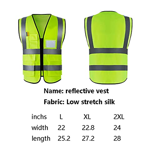Lhl Brillante Chaleco de Seguridad de Alta Visibilidad, Bolsillos livianos de Chaleco Flores con Tiras Reflectantes con Cremallera Velcro, Naranja Amarillo (Color : Orange, tamaño : 27.2 inchs)