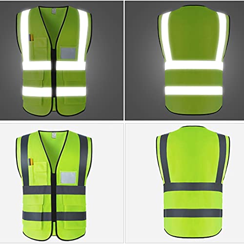 Lhl Brillante Chaleco de Seguridad de Alta Visibilidad, Bolsillos livianos de Chaleco Flores con Tiras Reflectantes con Cremallera Velcro, Naranja Amarillo (Color : Orange, tamaño : 27.2 inchs)
