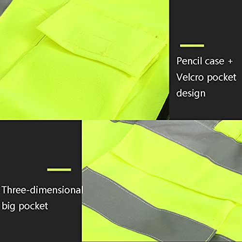 Lhl Brillante Chaleco de Seguridad de Alta Visibilidad, Bolsillos livianos de Chaleco Flores con Tiras Reflectantes con Cremallera Velcro, Naranja Amarillo (Color : Orange, tamaño : 27.2 inchs)