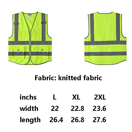 Lhl Brillante Chaleco de Seguridad Transpirable liviano, Chaleco reflexivo de Alta Visibilidad de los Bolsillos Cremalleras, Ciclismo Corriendo Ropa Fluorescente (Color : Yellow, tamaño : 26.4 inchs)