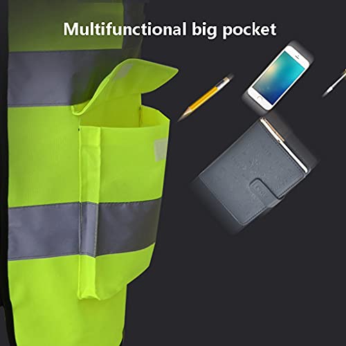 Lhl Brillante Chaleco de Seguridad Transpirable liviano, Chaleco reflexivo de Alta Visibilidad de los Bolsillos Cremalleras, Ciclismo Corriendo Ropa Fluorescente (Color : Yellow, tamaño : 26.4 inchs)