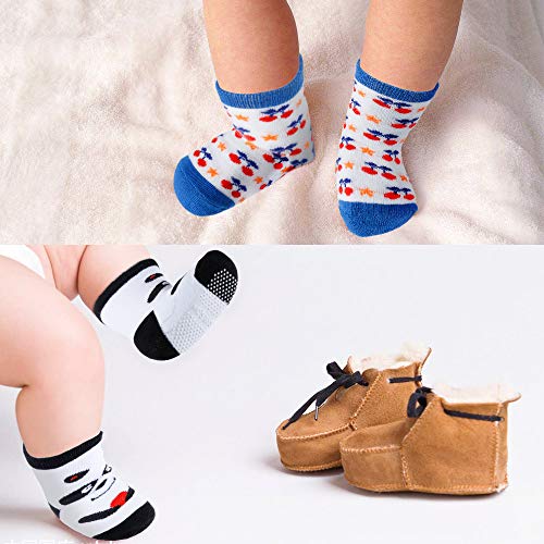 Lictin Calcetines Antideslizantes para Niños-14 Pares Calcetines para Bebés Unisex Calcetines Antideslizantes para Niños Diseño Unico Unisex para Bebés de 2-3 Años
