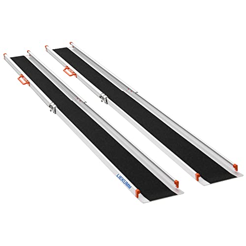 LIEKUMM 2 x Rampa de carga antideslizante, portátil, portátil, portátil, para escaleras, obstáculos, riel de carga plegable (MR207N-8) (240 x 21 x 5 cm)