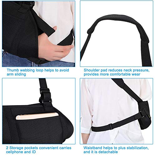 Ligero, transpirable, soporte para la muñeca, codo, abducción del hombro, eslinga para brazo, eslinga con soporte para el pulgar, eslinga para hombro dislocado para brazo roto, inmovilizador, codo par