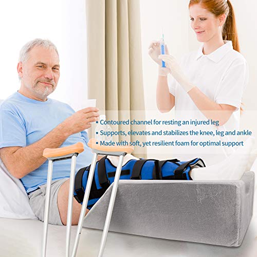 LightEase - Almohada de espuma viscoelástica para apoyo y elevación de piernas, con asas dobles para cirugías, lesiones o descanso
