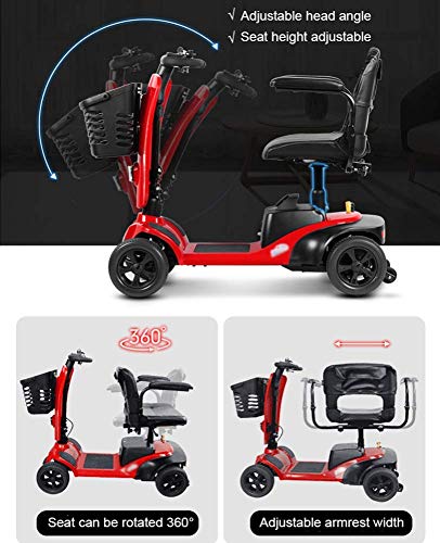 Lightweight Dgpoad Wheels Electric Scooter for Adults Power Mobility Scooter Heavy Duty Seniors Travel Scooter Foldable Openable Handrail 42Cm Wide Seat 36Kg with Lithi