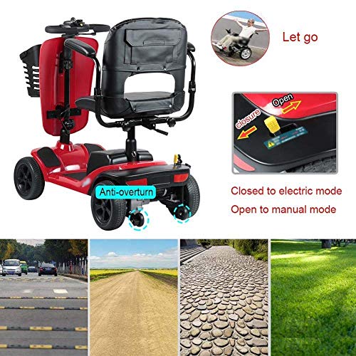 Lightweight Dgpoad Wheels Electric Scooter for Adults Power Mobility Scooter Heavy Duty Seniors Travel Scooter Foldable Openable Handrail 42Cm Wide Seat 36Kg with Lithi