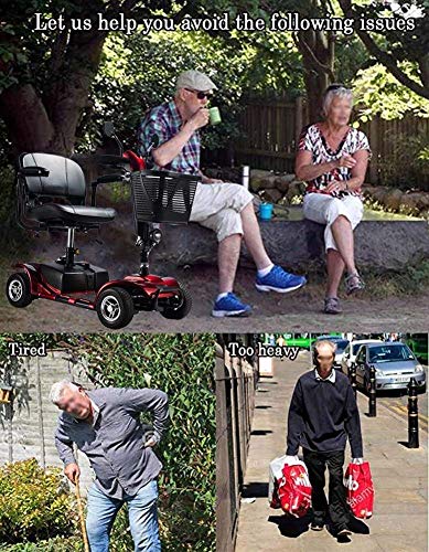 Lightweight Electric Wheels Electric Scooter for Adults Power Mobility Scooter Heavy Duty Seniors Travel Scooter Foldable Openable Handrail 43Cm Wide Seat 40Kg with Lit