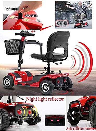 Lightweight Electric Wheels Electric Scooter for Adults Power Mobility Scooter Heavy Duty Seniors Travel Scooter Foldable Openable Handrail 43Cm Wide Seat 40Kg with Lit