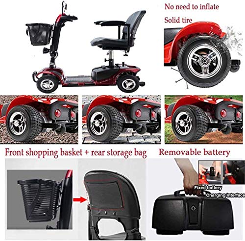 Lightweight Electric Wheels Electric Scooter for Adults Power Mobility Scooter Heavy Duty Seniors Travel Scooter Foldable Openable Handrail 43Cm Wide Seat 40Kg with Lit