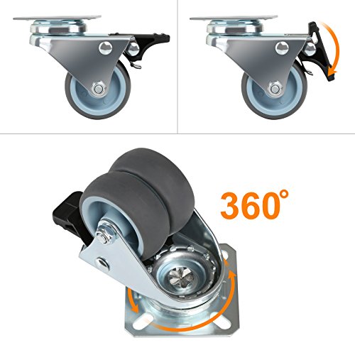 LIHAO 4 x Ruedas para Muebles Ruedas Silla Oficina Goma 50 mm Ruedas con Freno
