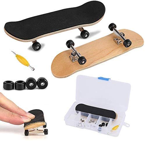 Linel Diapasones de Madera (Negro) 1 Pieza Madera de Arce + Diapasón de aleación Patinetas para Dedos con Caja Reducir la presión Regalos para niños DIY Toy Diapasones para niños