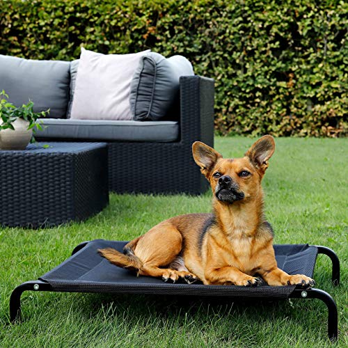 lionto by dibea Cama para perros outdoor cama para perros elevada cama para mascotas (M) 106x62 cm negro