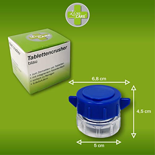 LisaCare Mortero de pastillas para girar y picar pastillas, pequeño en la tapa, mortero de medicamentos