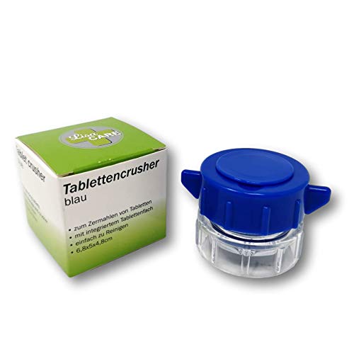 LisaCare Mortero de pastillas para girar y picar pastillas, pequeño en la tapa, mortero de medicamentos
