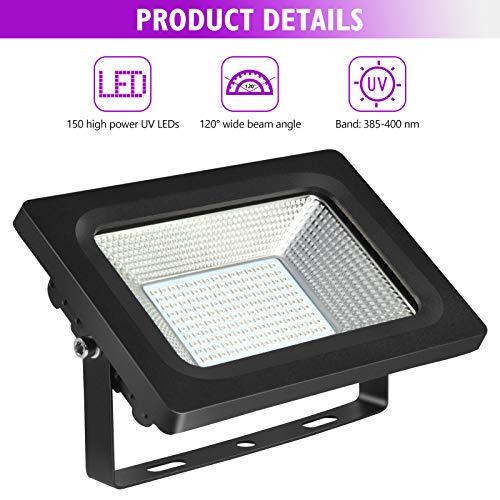 LITAKE UV LED Luz Negra, 30W Violeta Foco UV Ultravioleta, IP65 Impermeable Blacklights 395-400nm UV Led Luz de Inundación para Halloween, Acuario, Fiesta, Pintura Fluorescente, Bar