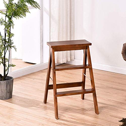 LIUCHUNYANSH Taburete de Doble finalidad de la Cocina del hogar Escala Que Sube Plegable Silla Plegable portátil de heces de Escalera en heces (Color: marrón, tamaño: 42 * 48 * 64cm)