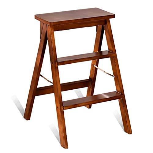 LIUCHUNYANSH Taburete de Doble finalidad de la Cocina del hogar Escala Que Sube Plegable Silla Plegable portátil de heces de Escalera en heces (Color: marrón, tamaño: 42 * 48 * 64cm)