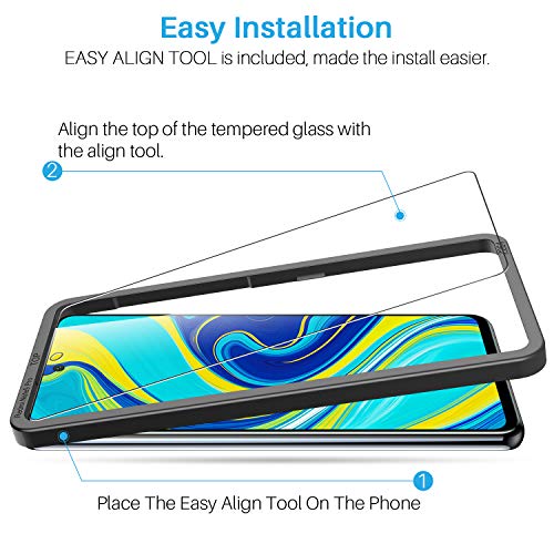LK 6 Pack Protector de Pantalla Compatible con Xiaomi Redmi Note 9S / Redmi Note 9 Pro,Contiene 3 Pack Cristal Vidrio Templado y 3 Pack Protector de Lente de cámara, Doble Protección
