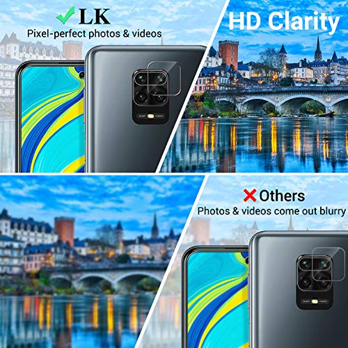 LK 6 Pack Protector de Pantalla Compatible con Xiaomi Redmi Note 9S / Redmi Note 9 Pro,Contiene 3 Pack Cristal Vidrio Templado y 3 Pack Protector de Lente de cámara, Doble Protección