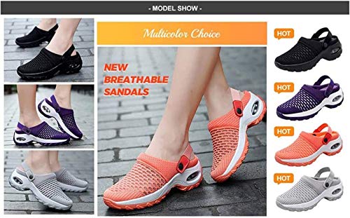 LKSDJ Zapatos de Deslizamiento con cojín de Aire Informales y Transpirables para Mujer, Sandalias ortopédicas para Caminar, Zapatos de jardín con cojín de Aire de Malla Purple 41
