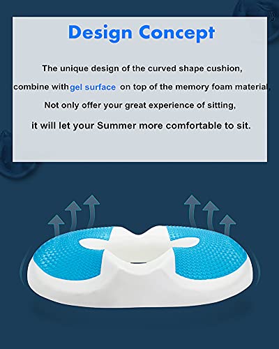 LLC Cojines De Asiento Cómodos Antiescaras Cojines De Asiento Ergonómicos De Espuma Viscoelástica Cojín De Silla De Oficina Transpirable para Aliviar El Dolor Cojín De Coxis,Women's Cyan