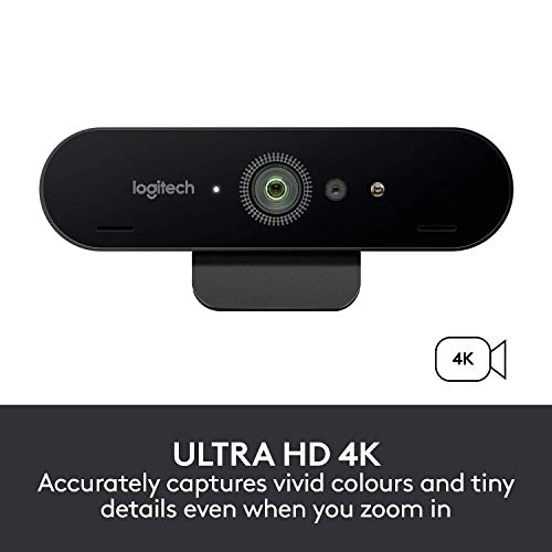 Logitech Brio Ultra HD Pro Webcam, Streaming Fluido 1080p/60fps, Campo Visual Ajusable, Zoom X5, Compatible Avec Skype, WebEx, Cisco Jabber, Zoom, Windows Hello, PC/Mac/Portátil/Chrome, Color Negro