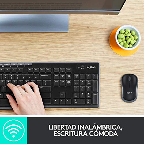Logitech MK270 Combo Teclado y Ratón inalámbrico para Windows, Conexión 2,4 GHz, Ratón Inalámbrico Compacto, 8 Teclas de Acceso Directo, Batería 2 Años, PC/Portable, QWERTY, Negro