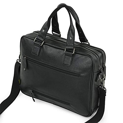Lois - Bolso Maletín Portadocumentos para Portátil 15.6" Asa Regulable Desmontable de Hombro. Doble Asa de Mano. Piel Ecológica. Uso Diario, Viaje, Trabajo 311340, Color Negro